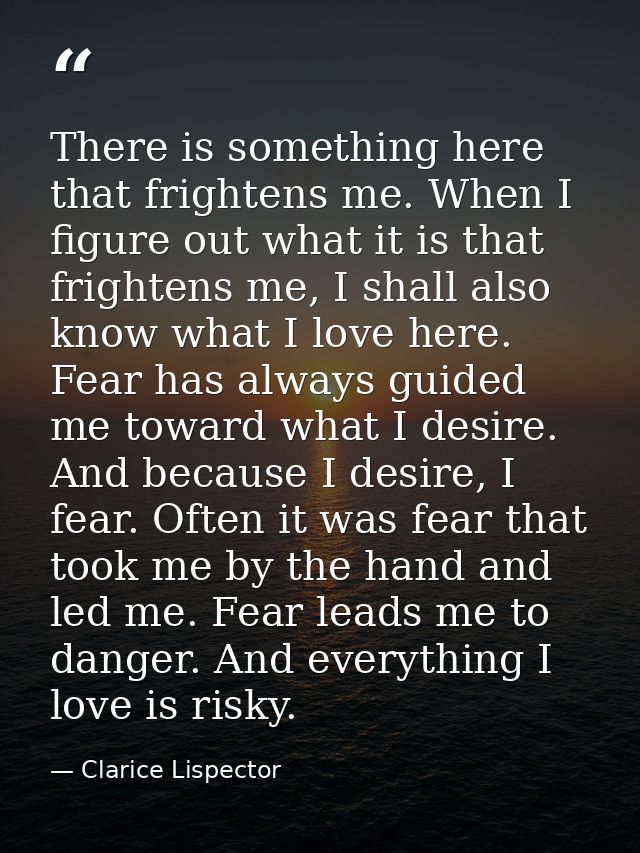 There is something here that frightens me. When I figure out what it is that frightens me, I shall also know what I love — Clarice Lispector