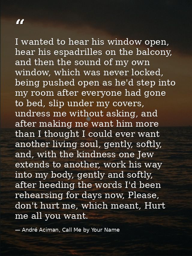 I wanted to hear his window open, hear his espadrilles on the balcony, and then the sound of my own window, which was ne — André Aciman, Call Me by Your Name