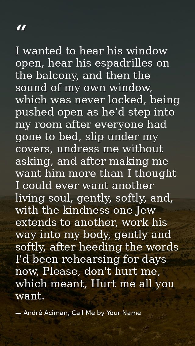 I wanted to hear his window open, hear his espadrilles on the balcony, and then the sound of my own window, which was ne — André Aciman, Call Me by Your Name