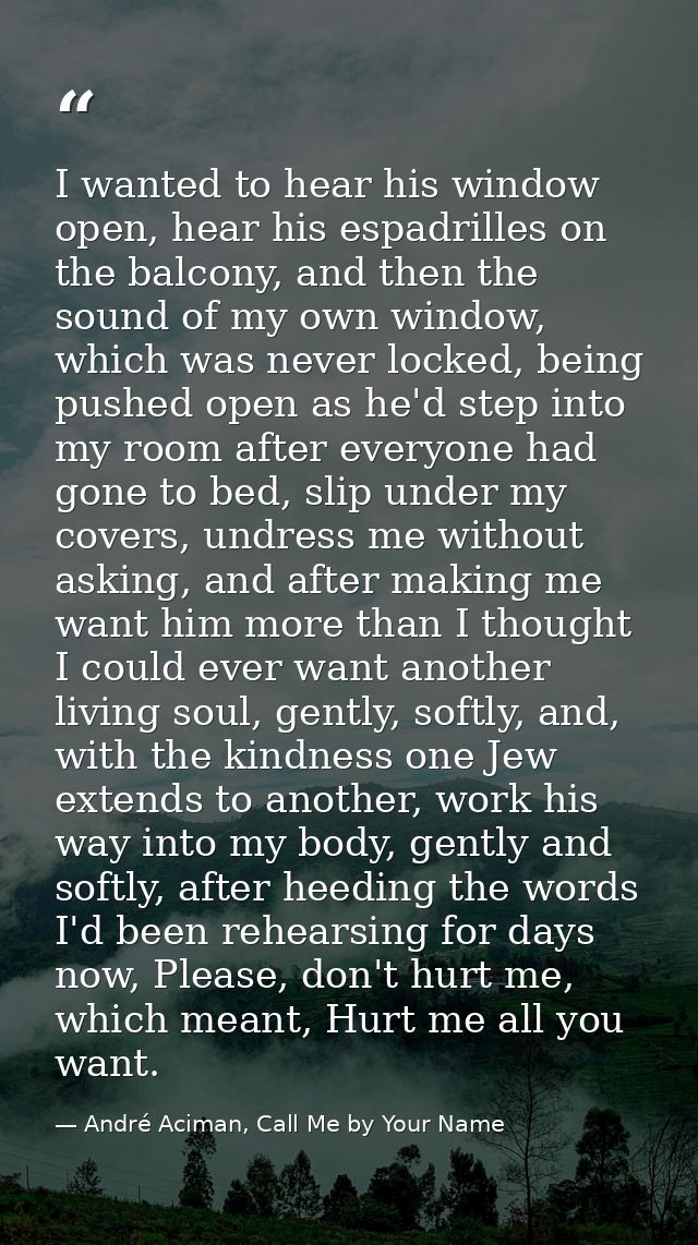 I wanted to hear his window open, hear his espadrilles on the balcony, and then the sound of my own window, which was ne — André Aciman, Call Me by Your Name