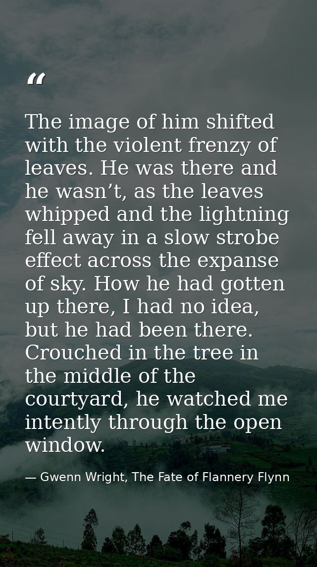 The image of him shifted with the violent frenzy of leaves. He was there and he wasn’t, as the leaves whipped and the li — Gwenn Wright, The Fate of Flannery Flynn