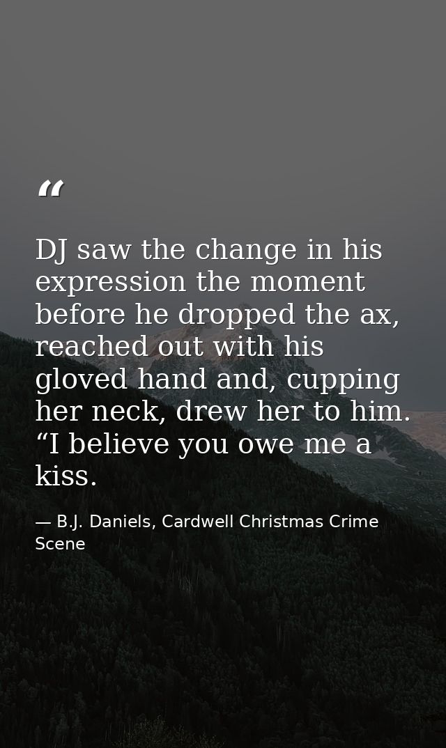 DJ saw the change in his expression the moment before he dropped the ax, reached out with his gloved hand and, cupping h — B.J. Daniels, Cardwell Christmas Crime Scene