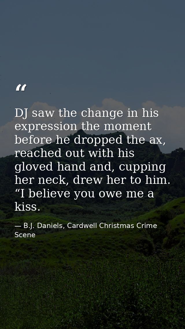 DJ saw the change in his expression the moment before he dropped the ax, reached out with his gloved hand and, cupping h — B.J. Daniels, Cardwell Christmas Crime Scene
