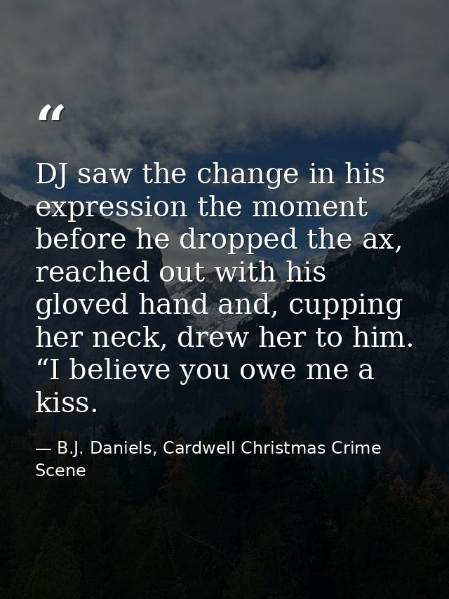 DJ saw the change in his expression the moment before he dropped the ax, reached out with his gloved hand and, cupping h — B.J. Daniels, Cardwell Christmas Crime Scene
