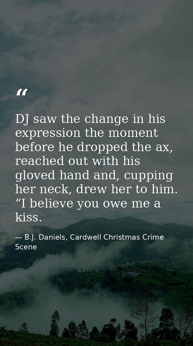 DJ saw the change in his expression the moment before he dropped the ax, reached out with his gloved hand and, cupping h — B.J. Daniels, Cardwell Christmas Crime Scene