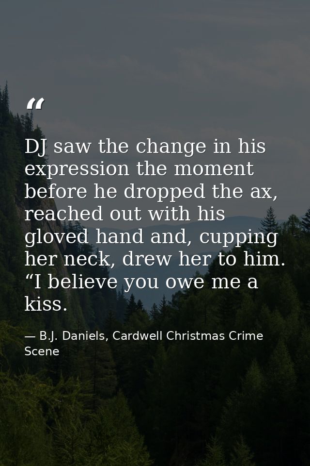 DJ saw the change in his expression the moment before he dropped the ax, reached out with his gloved hand and, cupping h — B.J. Daniels, Cardwell Christmas Crime Scene