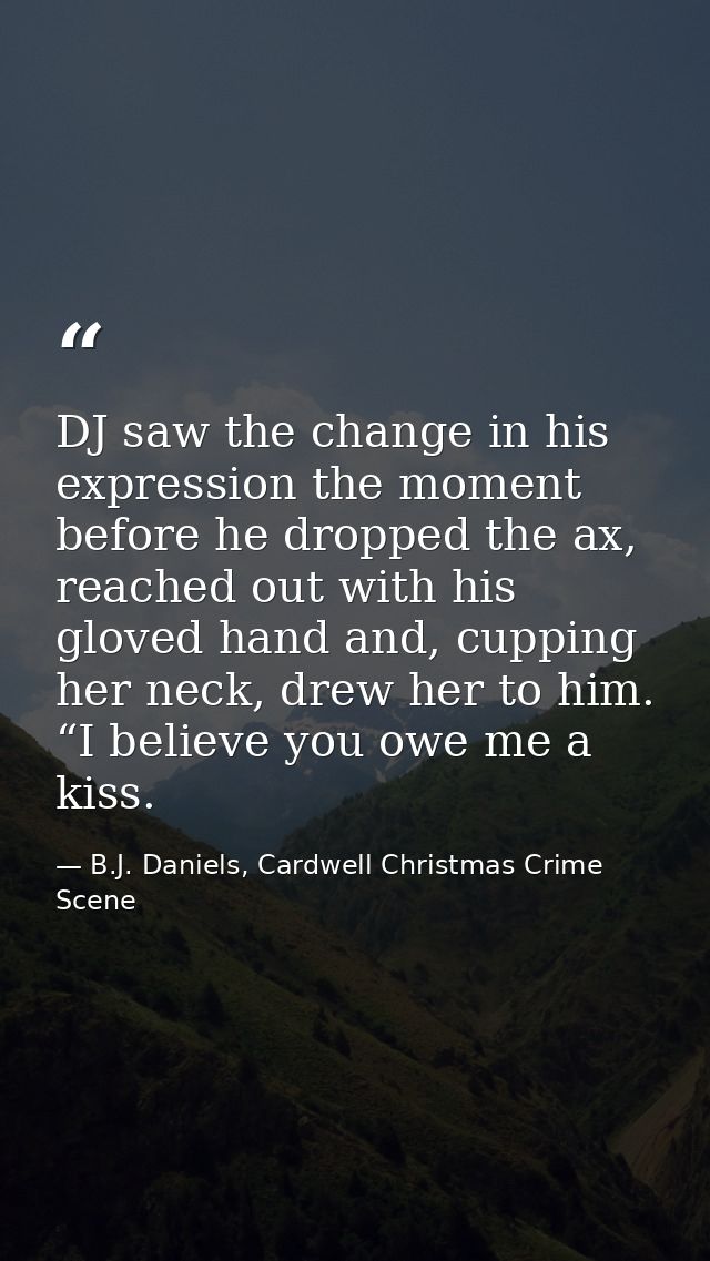 DJ saw the change in his expression the moment before he dropped the ax, reached out with his gloved hand and, cupping h — B.J. Daniels, Cardwell Christmas Crime Scene