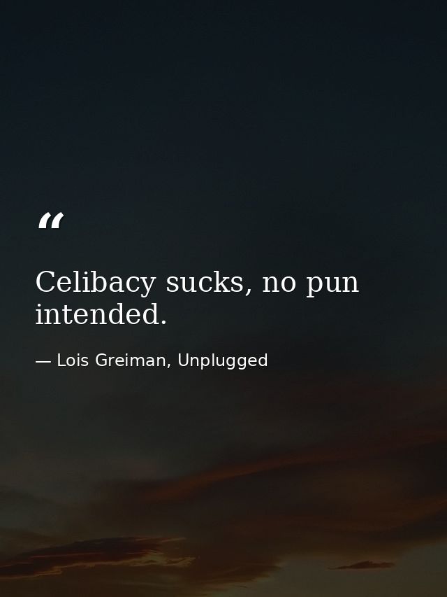 Celibacy sucks, no pun intended. — Lois Greiman, Unplugged