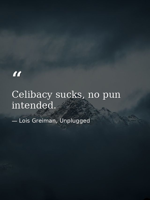 Celibacy sucks, no pun intended. — Lois Greiman, Unplugged