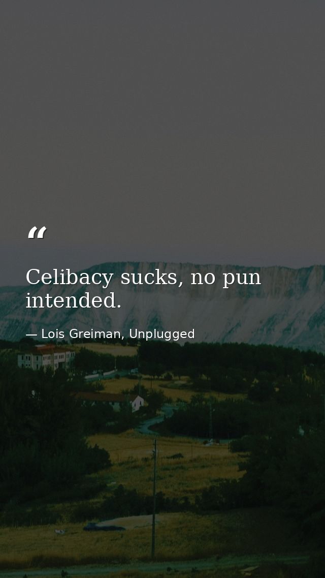 Celibacy sucks, no pun intended. — Lois Greiman, Unplugged