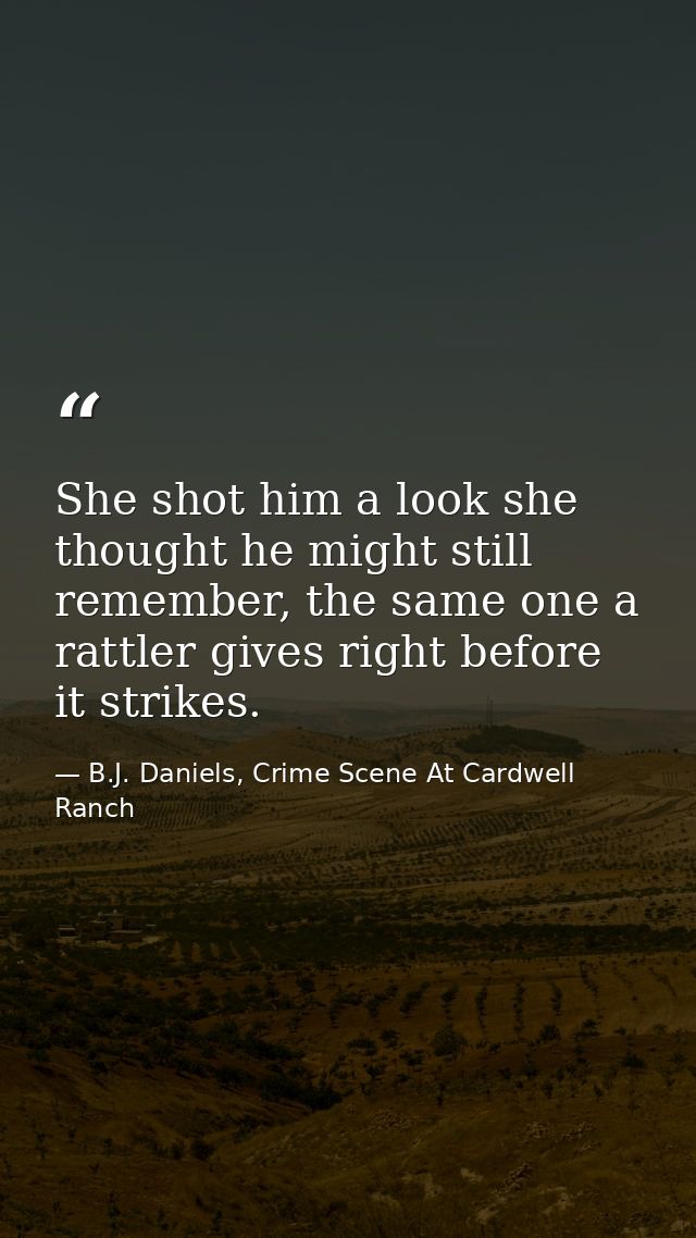 She shot him a look she thought he might still remember, the same one a rattler gives right before it strikes. — B.J. Daniels, Crime Scene At Cardwell Ranch