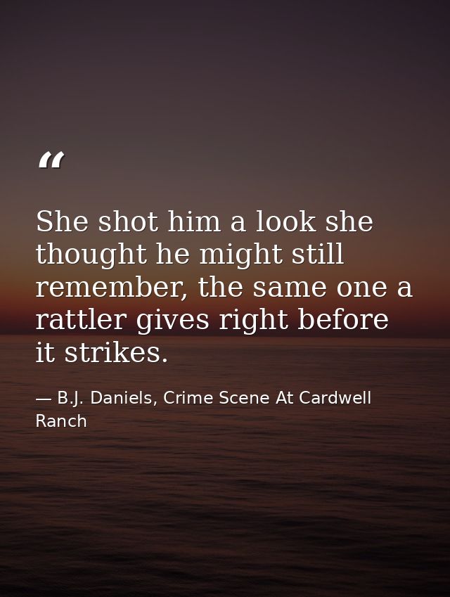 She shot him a look she thought he might still remember, the same one a rattler gives right before it strikes. — B.J. Daniels, Crime Scene At Cardwell Ranch