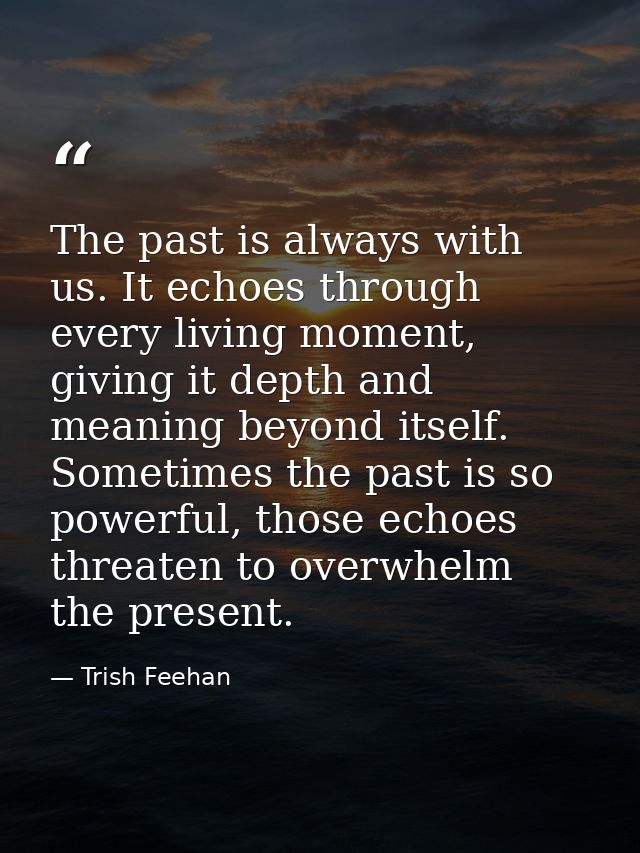 The past is always with us. It echoes through every living moment, giving it depth and meaning beyond itself. Sometimes  — Trish Feehan