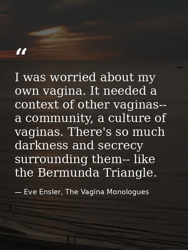 I was worried about my own vagina. It needed a context of other vaginas-- a community, a culture of vaginas. There's so  — Eve Ensler, The Vagina Monologues