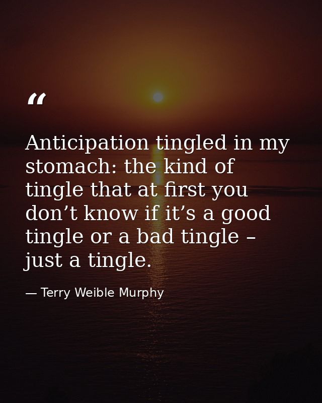 Anticipation tingled in my stomach: the kind of tingle that at first you don’t know if it’s a good tingle or a bad tingl — Terry Weible Murphy