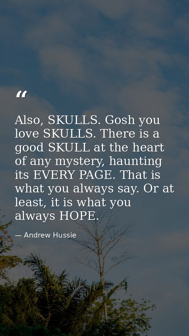 Also, SKULLS. Gosh you love SKULLS. There is a good SKULL at the heart of any mystery, haunting its EVERY PAGE. That is  — Andrew Hussie