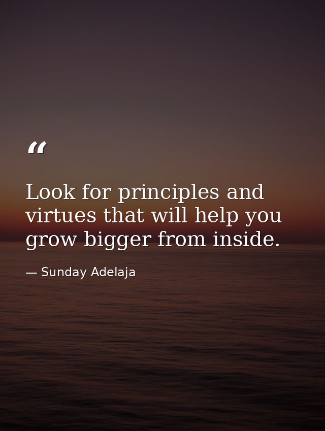 Look for principles and virtues that will help you grow bigger from inside. — Sunday Adelaja