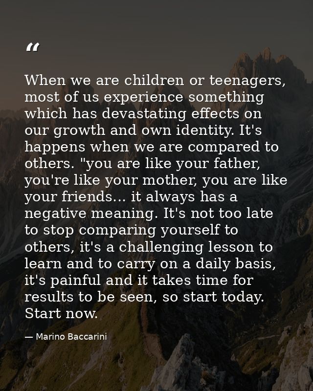 When we are children or teenagers, most of us experience something which has devastating effects on our growth and own i — Marino Baccarini