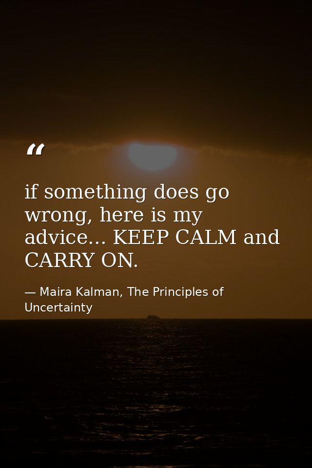 if something does go wrong, here is my advice... KEEP CALM and CARRY ON. — Maira Kalman, The Principles of Uncertainty
