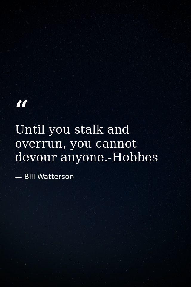Until you stalk and overrun, you cannot devour anyone.-Hobbes — Bill Watterson