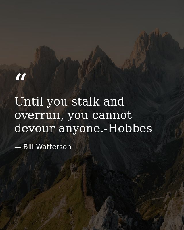 Until you stalk and overrun, you cannot devour anyone.-Hobbes — Bill Watterson