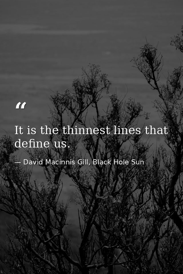 It is the thinnest lines that define us. — David Macinnis Gill, Black Hole Sun