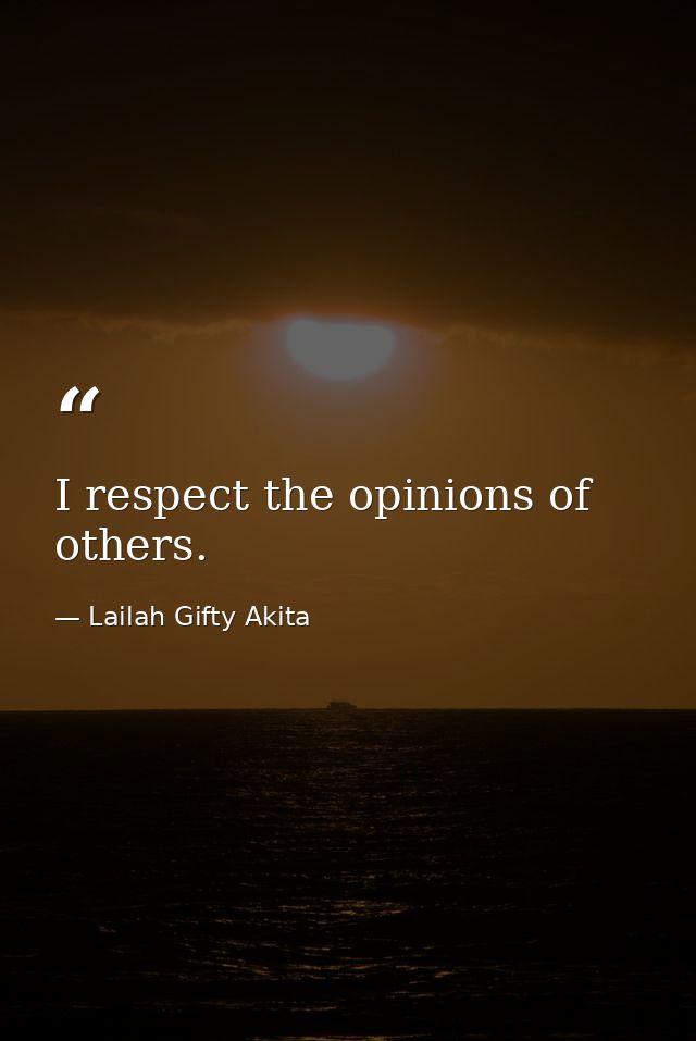 I respect the opinions of others. — Lailah Gifty Akita