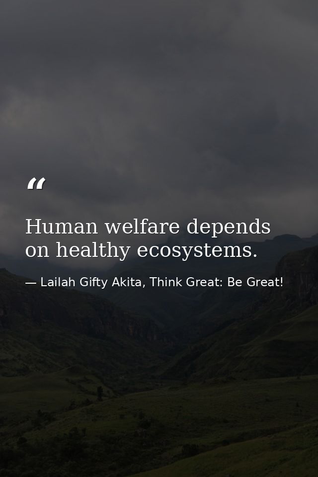 Human welfare depends on healthy ecosystems. — Lailah Gifty Akita, Think Great: Be Great!