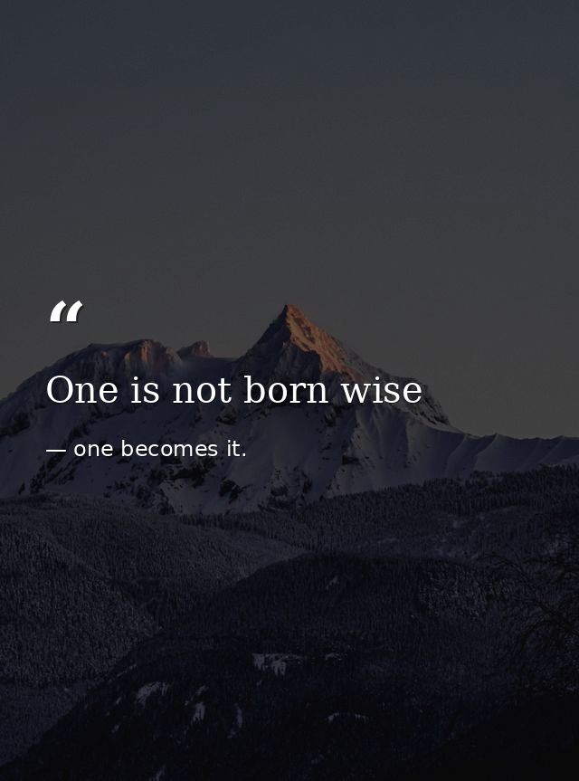 One is not born wise — one becomes it.