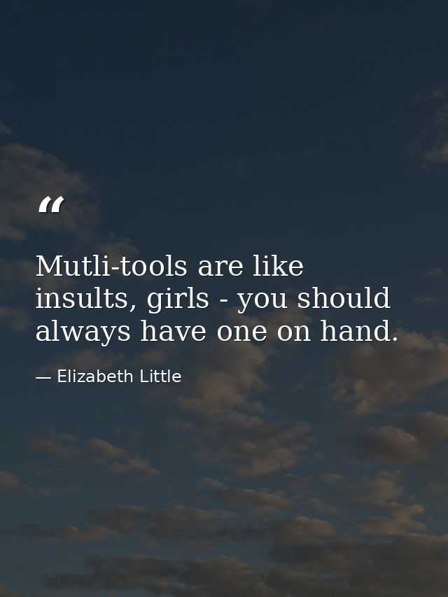 Mutli-tools are like insults, girls - you should always have one on hand. — Elizabeth Little