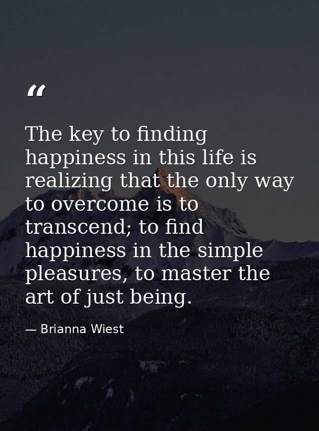 The key to finding happiness in this life is realizing that the only way to overcome is to transcend; to find happiness  — Brianna Wiest
