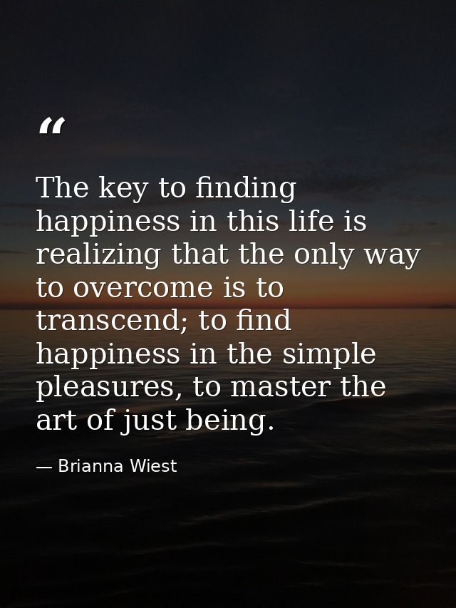 The key to finding happiness in this life is realizing that the only way to overcome is to transcend; to find happiness  — Brianna Wiest