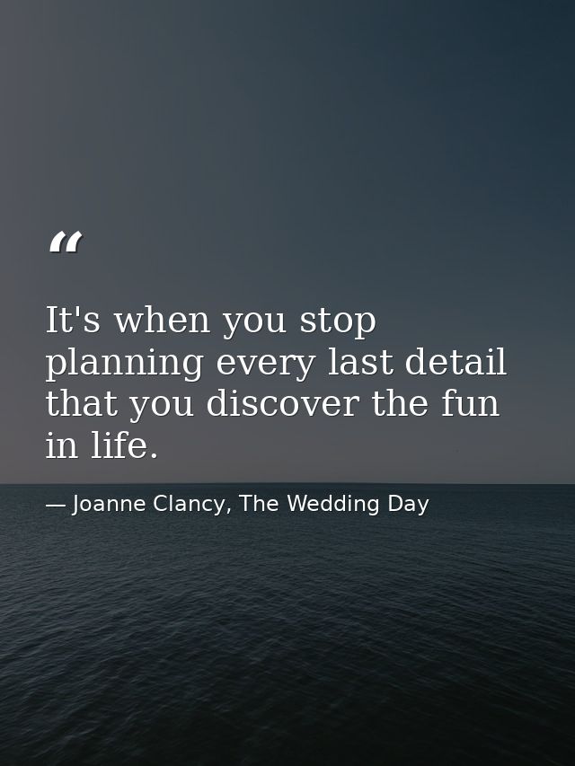 It's when you stop planning every last detail that you discover the fun in life. — Joanne Clancy, The Wedding Day