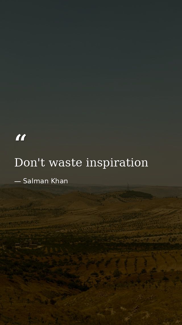 Don't waste inspiration — Salman Khan