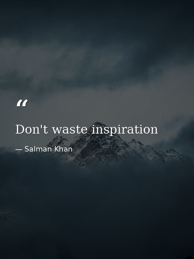 Don't waste inspiration — Salman Khan