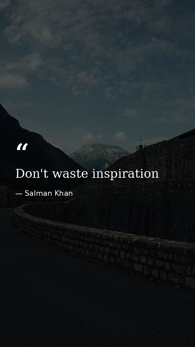 Don't waste inspiration — Salman Khan
