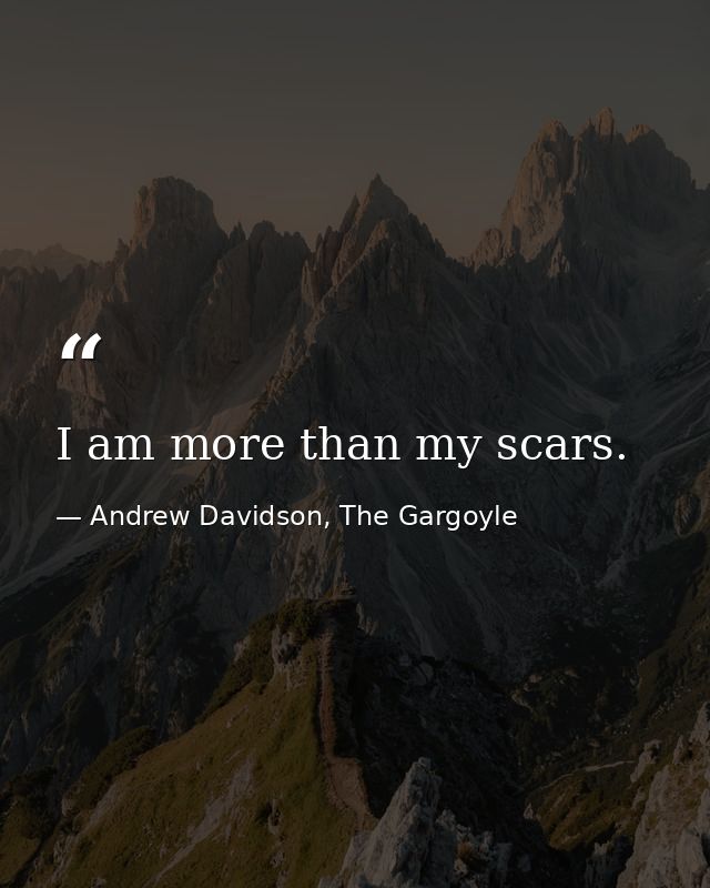 I am more than my scars. — Andrew Davidson, The Gargoyle