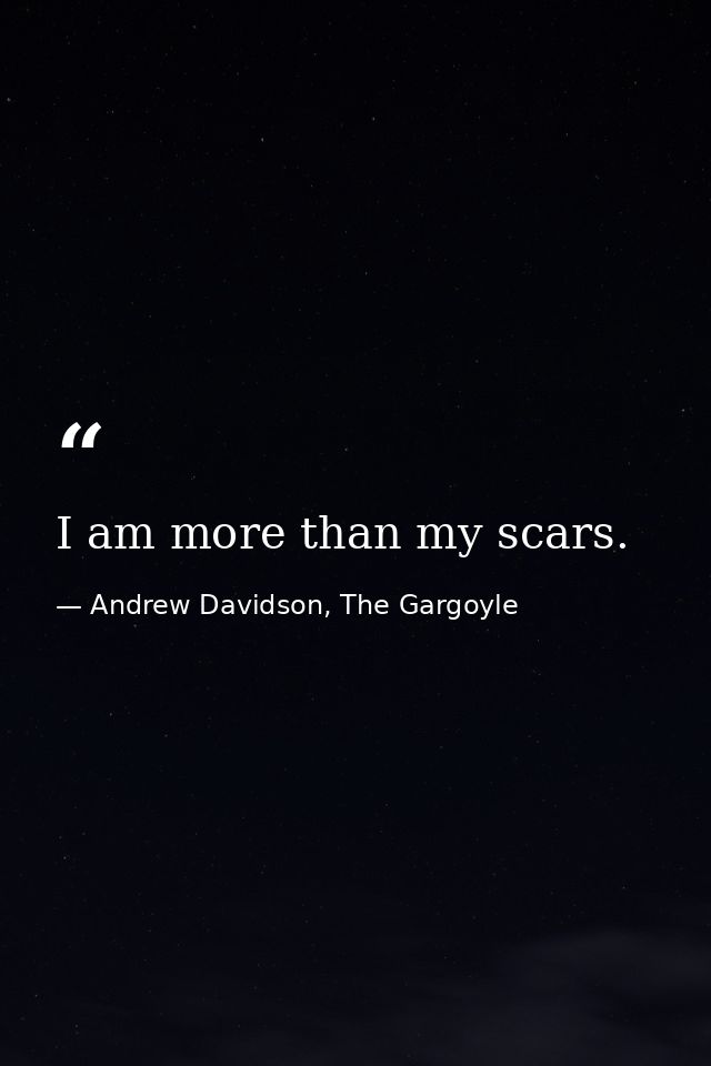 I am more than my scars. — Andrew Davidson, The Gargoyle
