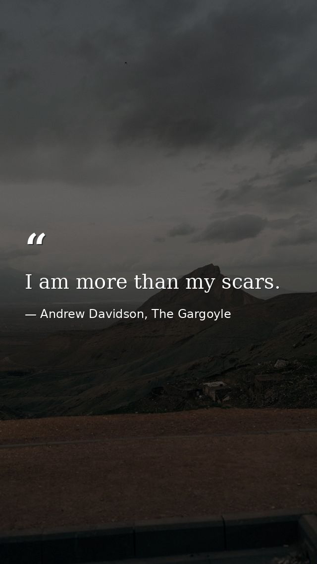 I am more than my scars. — Andrew Davidson, The Gargoyle