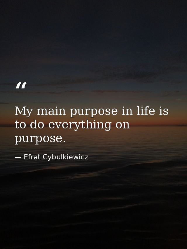 My main purpose in life is to do everything on purpose. — Efrat Cybulkiewicz