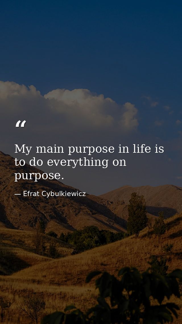 My main purpose in life is to do everything on purpose. — Efrat Cybulkiewicz