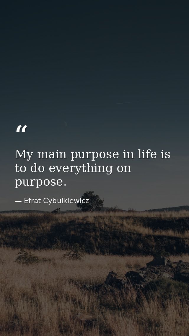 My main purpose in life is to do everything on purpose. — Efrat Cybulkiewicz