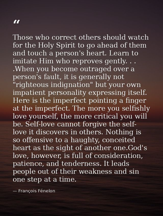 Those who correct others should watch for the Holy Spirit to go ahead of them and touch a person's heart. Learn to imita — François Fénelon