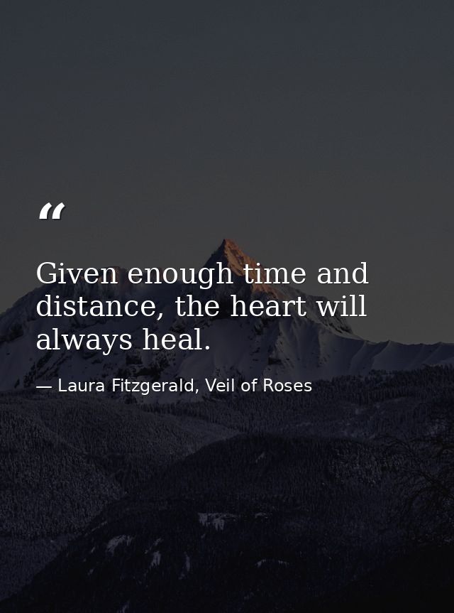 Given enough time and distance, the heart will always heal. — Laura Fitzgerald, Veil of Roses