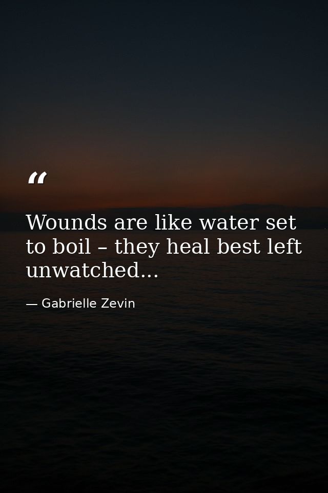 Wounds are like water set to boil – they heal best left unwatched... — Gabrielle Zevin