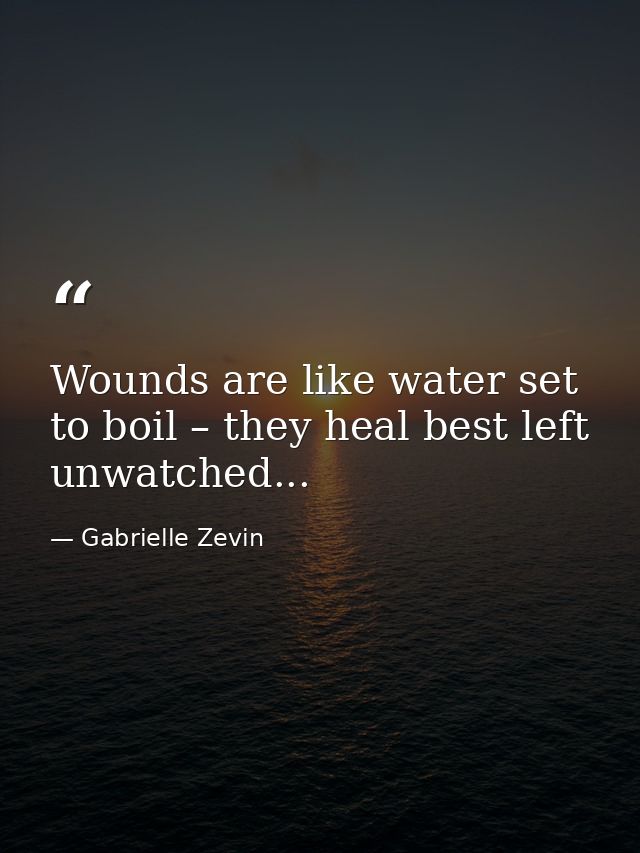 Wounds are like water set to boil – they heal best left unwatched... — Gabrielle Zevin