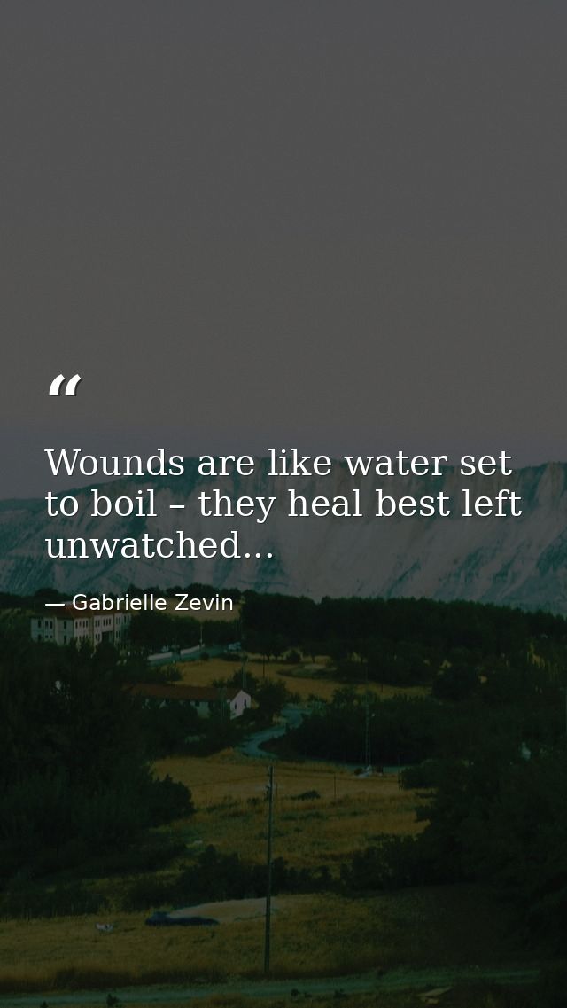 Wounds are like water set to boil – they heal best left unwatched... — Gabrielle Zevin