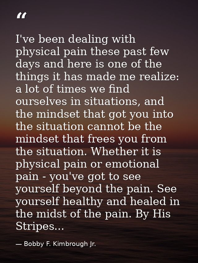 I've been dealing with physical pain these past few days and here is one of the things it has made me realize: a lot of  — Bobby F. Kimbrough Jr.