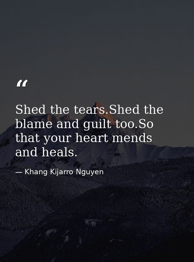 Shed the tears.Shed the blame and guilt too.So that your heart mends and heals. — Khang Kijarro Nguyen