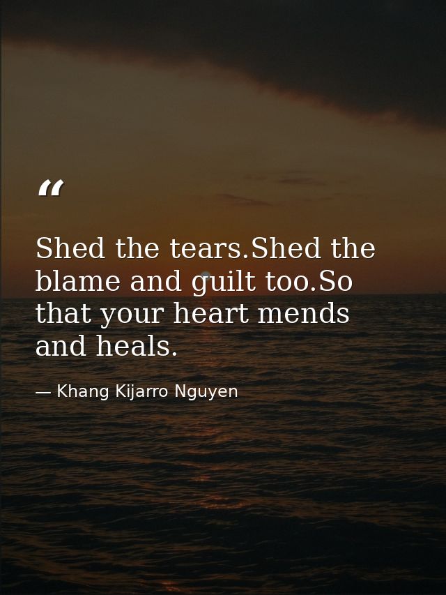 Shed the tears.Shed the blame and guilt too.So that your heart mends and heals. — Khang Kijarro Nguyen